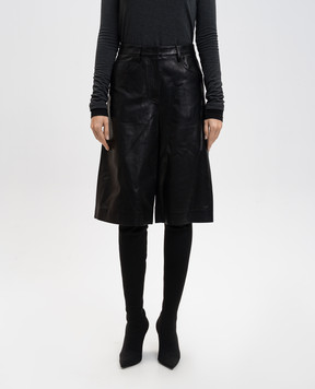 Juun.j Black leather Bermuda shorts JW593ZW035