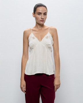 Twinset Ivory top with floral embroidery 262TT2174
