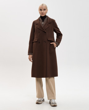 MooRER Almeida brown double-breasted wool and cashmere coat with removable down jacket ALMEIDACWX