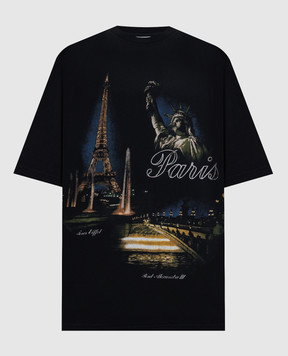 Vetements Black Paris T-shirt ME76TR244Bw