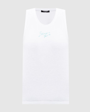 Balmain White top with logo print GF1EB075BD40