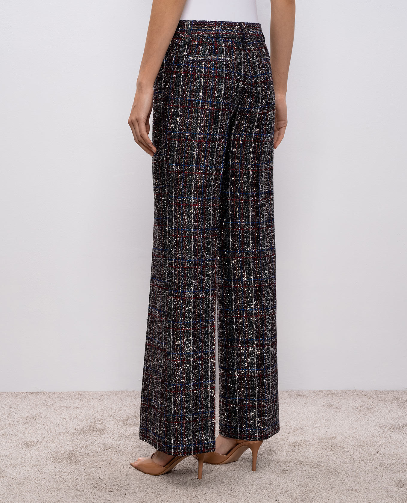 

Flared pants with sequins in a check pattern Missoni, White