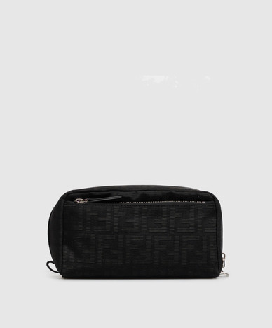 Black monogram patterned toiletry bag