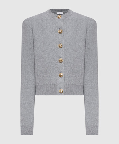 Grijze cardigan van kasjmier en merinowol
