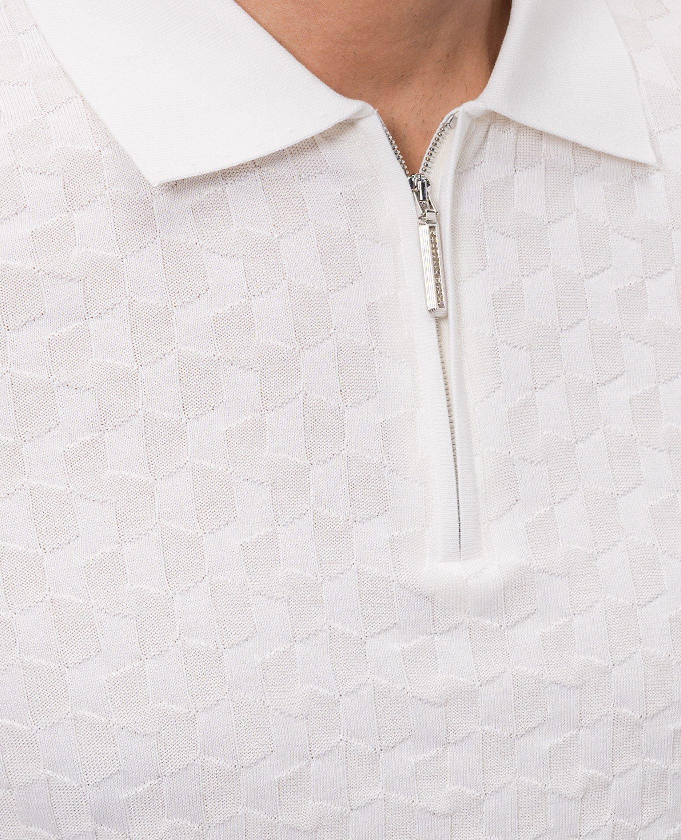 

White polo shirt with patterned silk Stefano Ricci