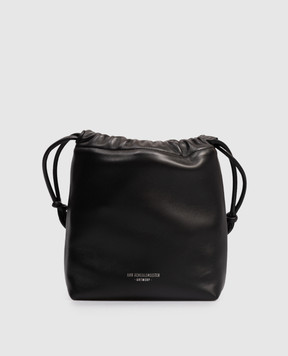 Ann Demeulemeester Marilyn black leather pouch bag with logo B0013875LT107