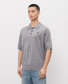 Ami Paris Gray wool polo shirt HPL438KN0039