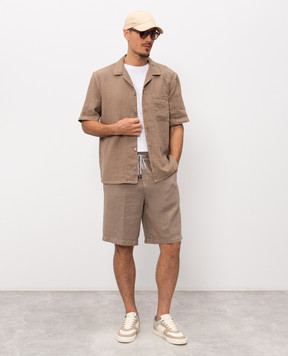 Peserico Brown linen short-sleeved shirt R56049T002494