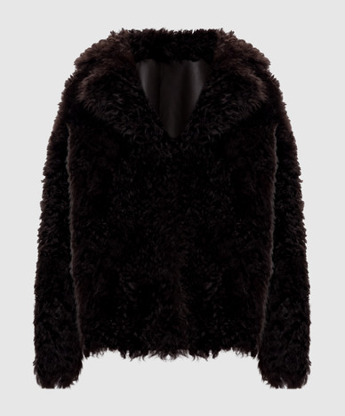 Brown double-sided sheepskin coat