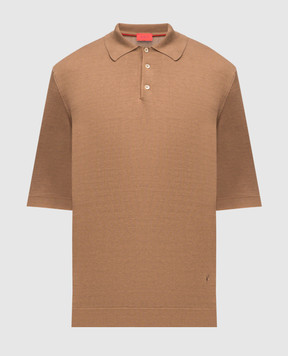 ISAIA Brown silk polo shirt MG8262Y0470