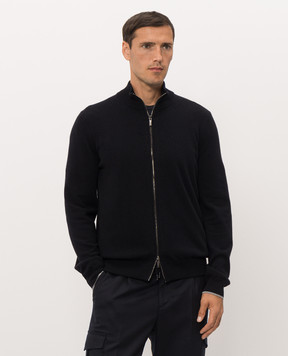 Peserico Navy blue wool and cashmere cardigan R59532F129V470