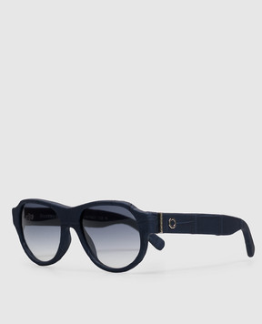 Stefano Ricci Blue Safari sunglasses with crocodile leather SG005PCG