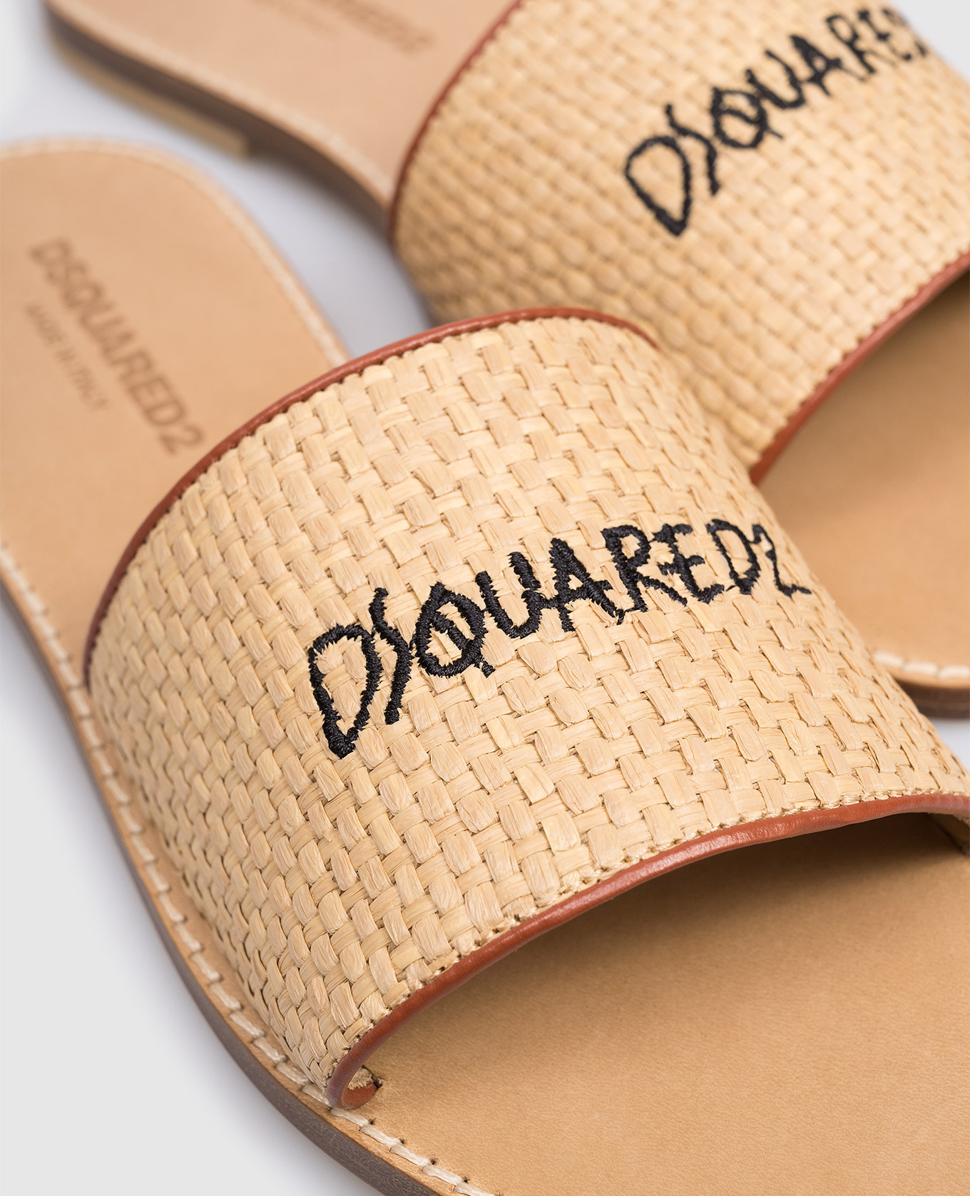 

Children's combination flip-flops with raffia DSQUARED2, Beige