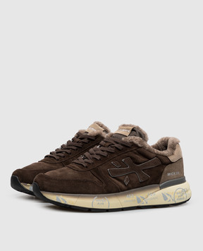 Premiata Brown suede Mick sneakers with fur MICK7898M
