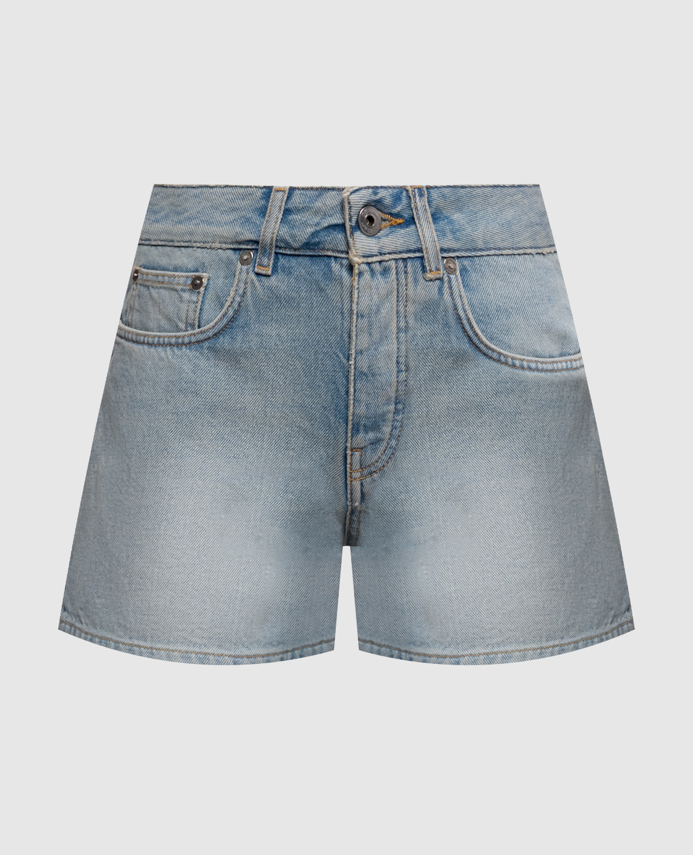Blue denim shorts with a frayed effect