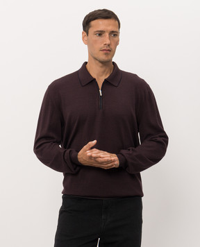 Bertolo Cashmere Purple silk and wool polo shirt with zipper 90263600258758