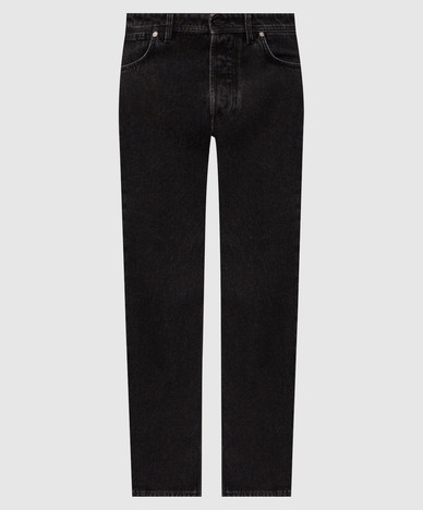 Black jeans with logo patch