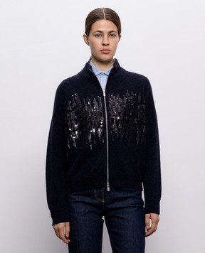 Peserico Blue wool cardigan with sequins A99836F07RL9100