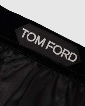 Tom Ford Black silk boxer briefs with logo patch T4LE41010
