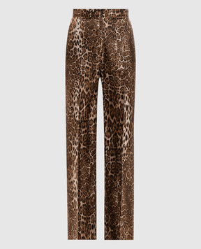 Max Mara TROMANA brown leopard print silk pants MSTROMANA