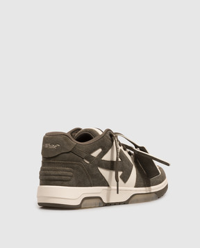 Off-White Out Of Office khaki leather sneakers OF05728310