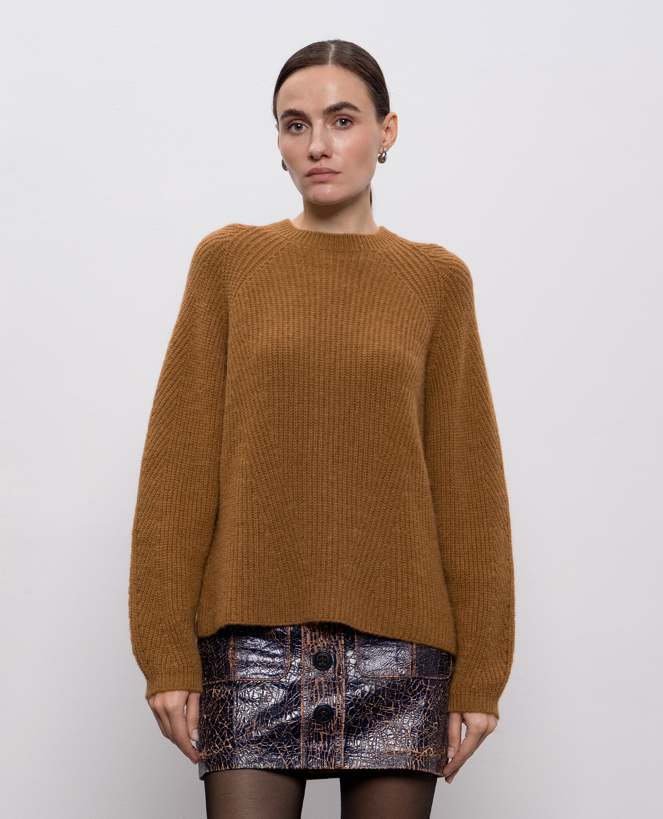 

Brown alpaca sweater with logo Twinset