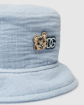 Dolce&Gabbana Children's blue panama hat with monogram LN5H51FU5YU