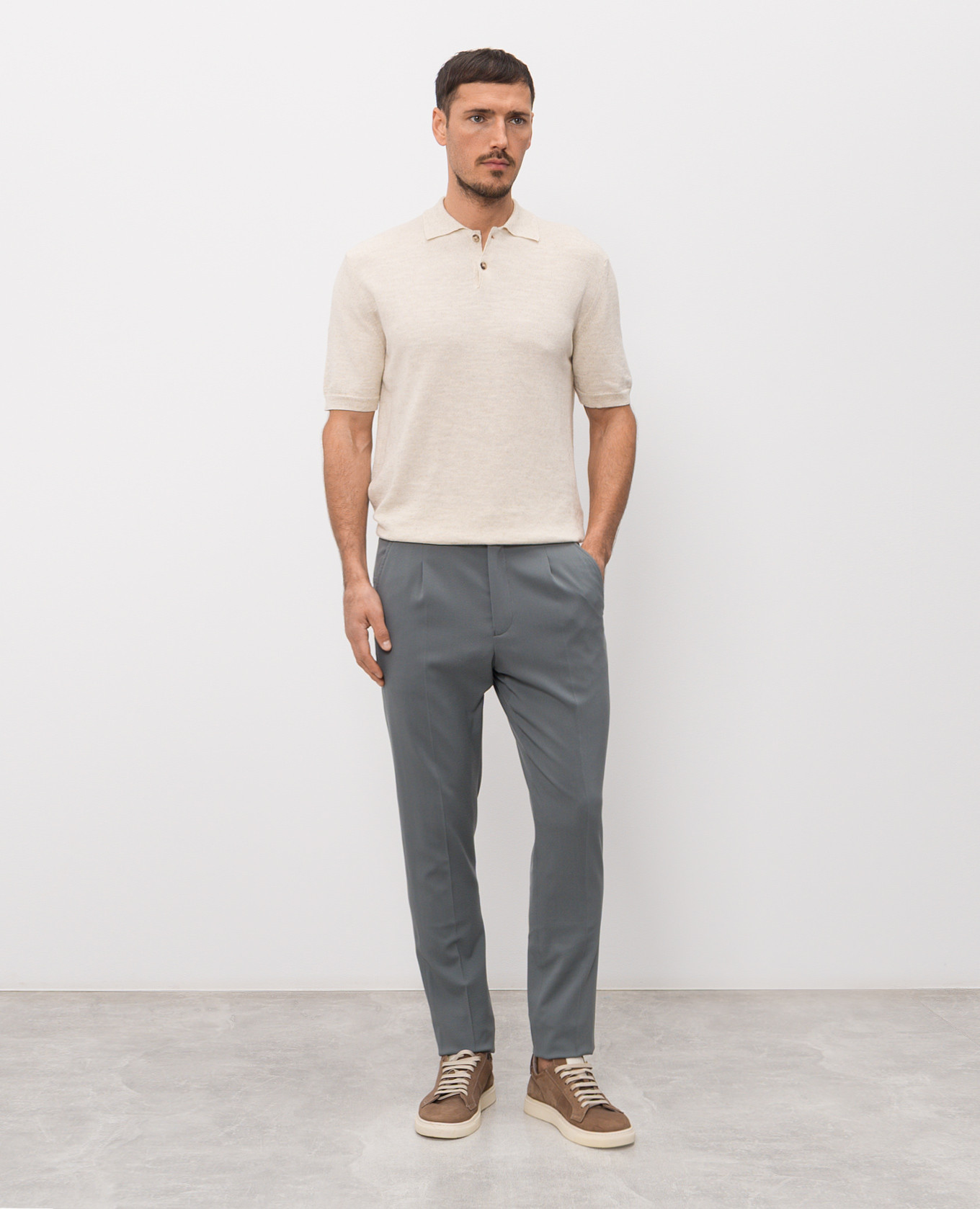 

Beige polo with linen Woolrich