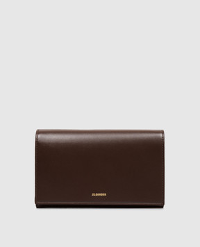 Jil Sander Brown leather bag with logo print J10VL0023P4841
