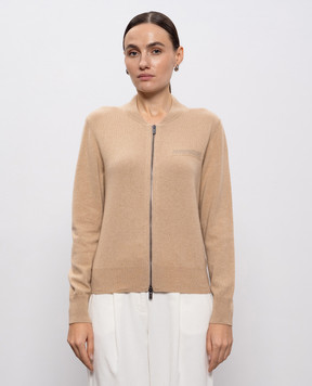 Peserico Beige cardigan made of wool, silk and cashmere S99380F129283D