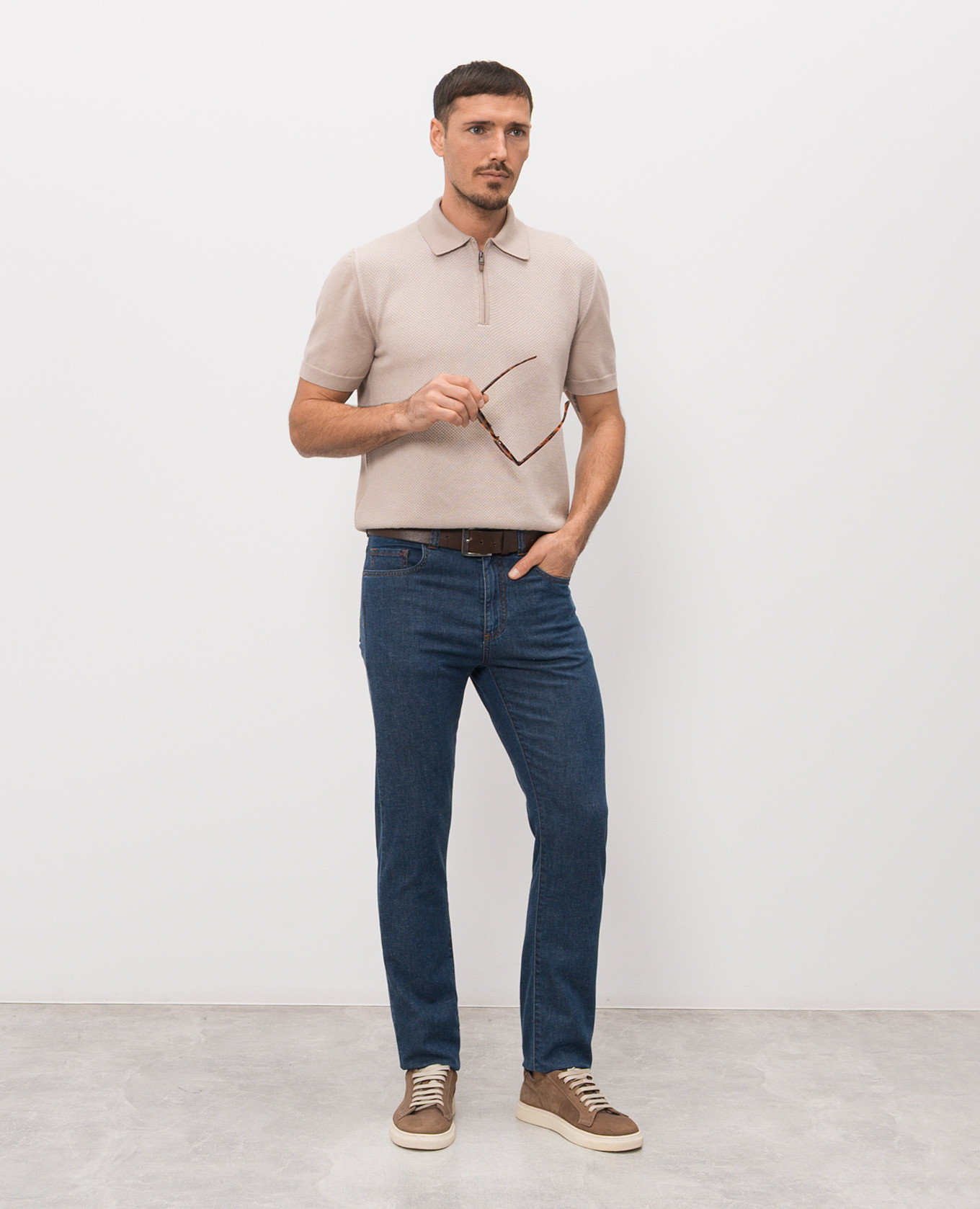 

Blue slim jeans with logo patch Canali