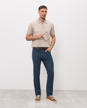 Canali Blue slim jeans with logo patch PD0134991719
