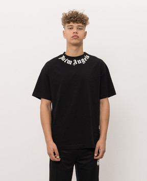 Palm Angels Black T-shirt with contrast logo print PAMAA001JR001