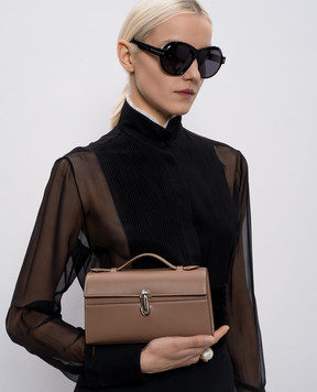 Savette Symmetry brown leather clutch H00501