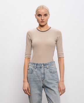 Brunello Cucinelli Beige top with chain MG902DO300