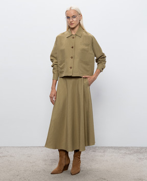 Max Mara PALLORE linen and silk shirt in khaki MXMPALLORE
