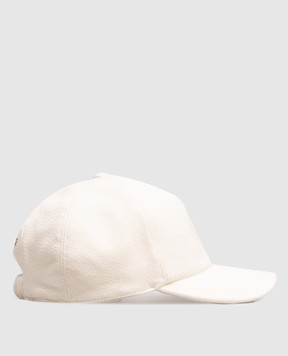 Stefano Ricci Ivory cashmere cap with embroidery MCV630012ECO60HC