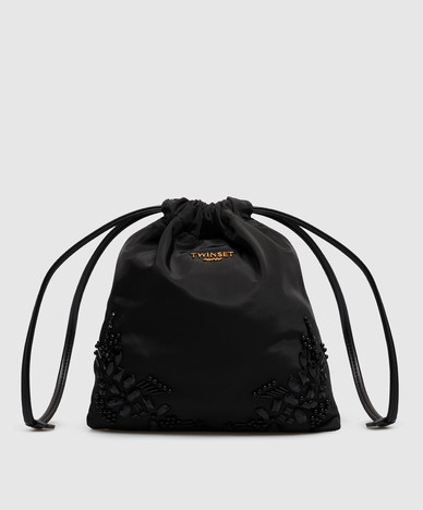 Pochette nera con perline