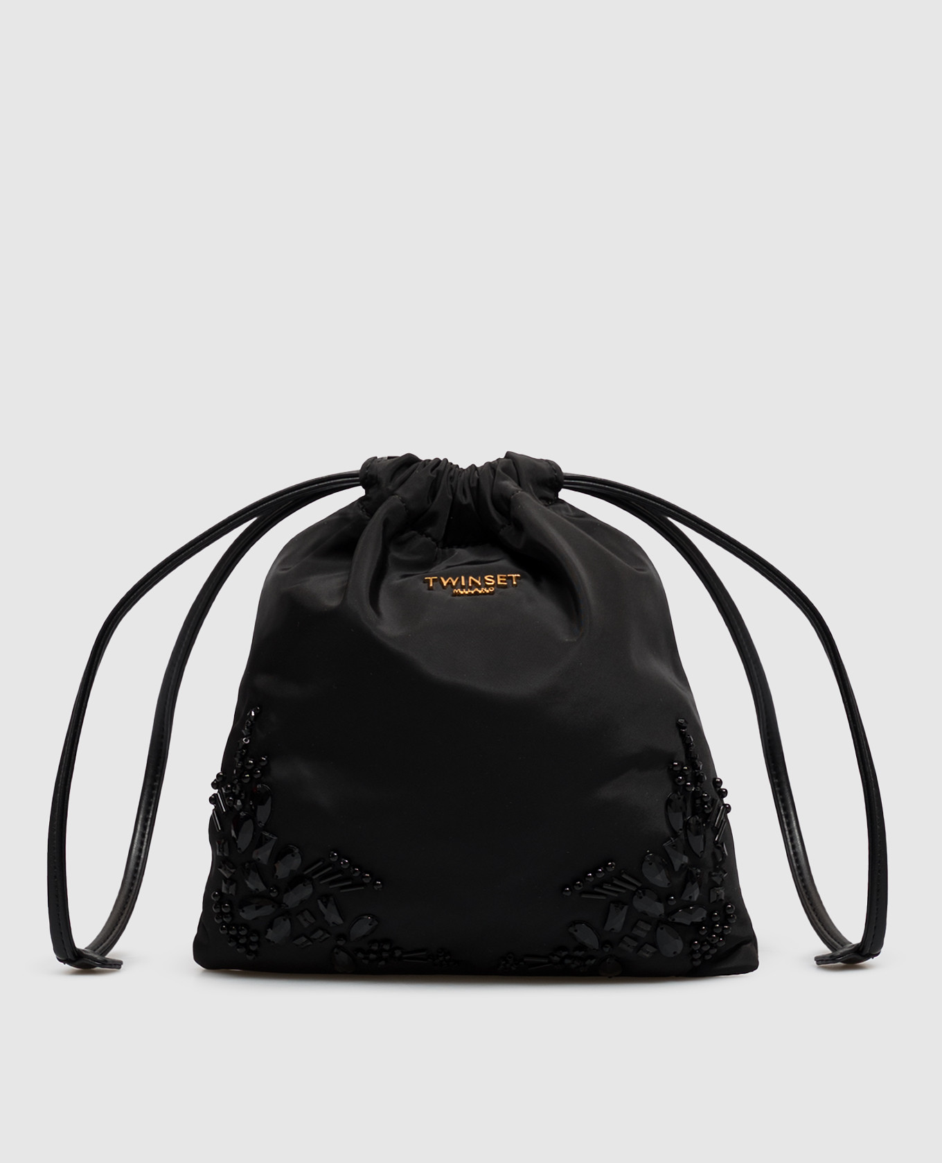 Black beaded pouch bag Twinset