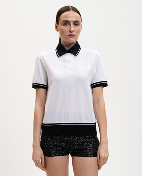 Dolce&Gabbana White polo shirt with monogram F8V33ZGDDMH