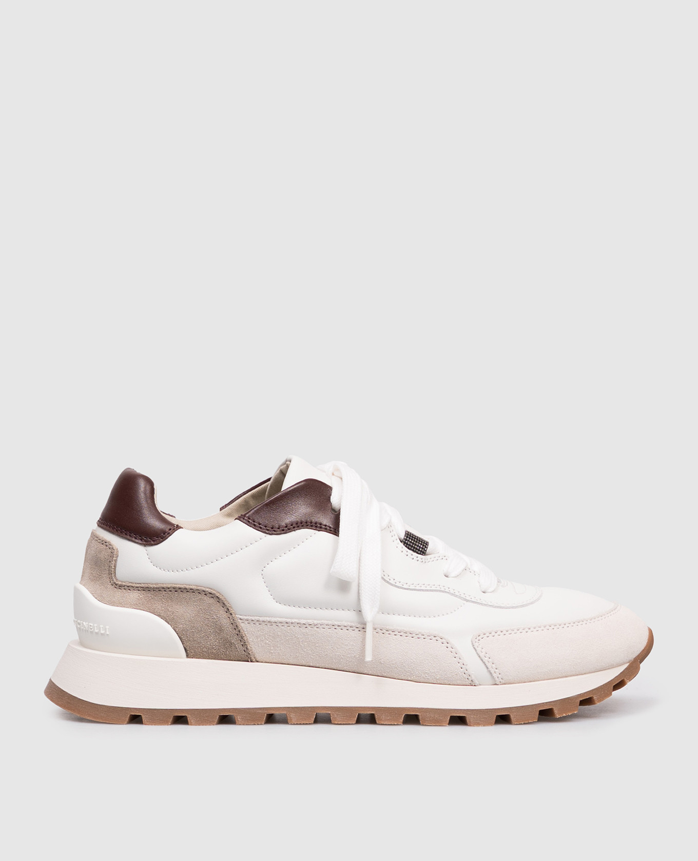 

White leather sneakers with a monil chain Brunello Cucinelli