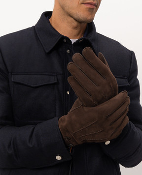 Stefano Ricci Brown suede gloves MUG6300020LACONV