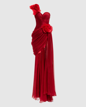 Iris Serban Red bustier dress with floral applique SHANYA