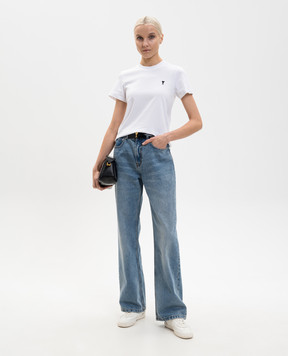 Ami Paris White T-shirt with embroidered emblem FTS347724