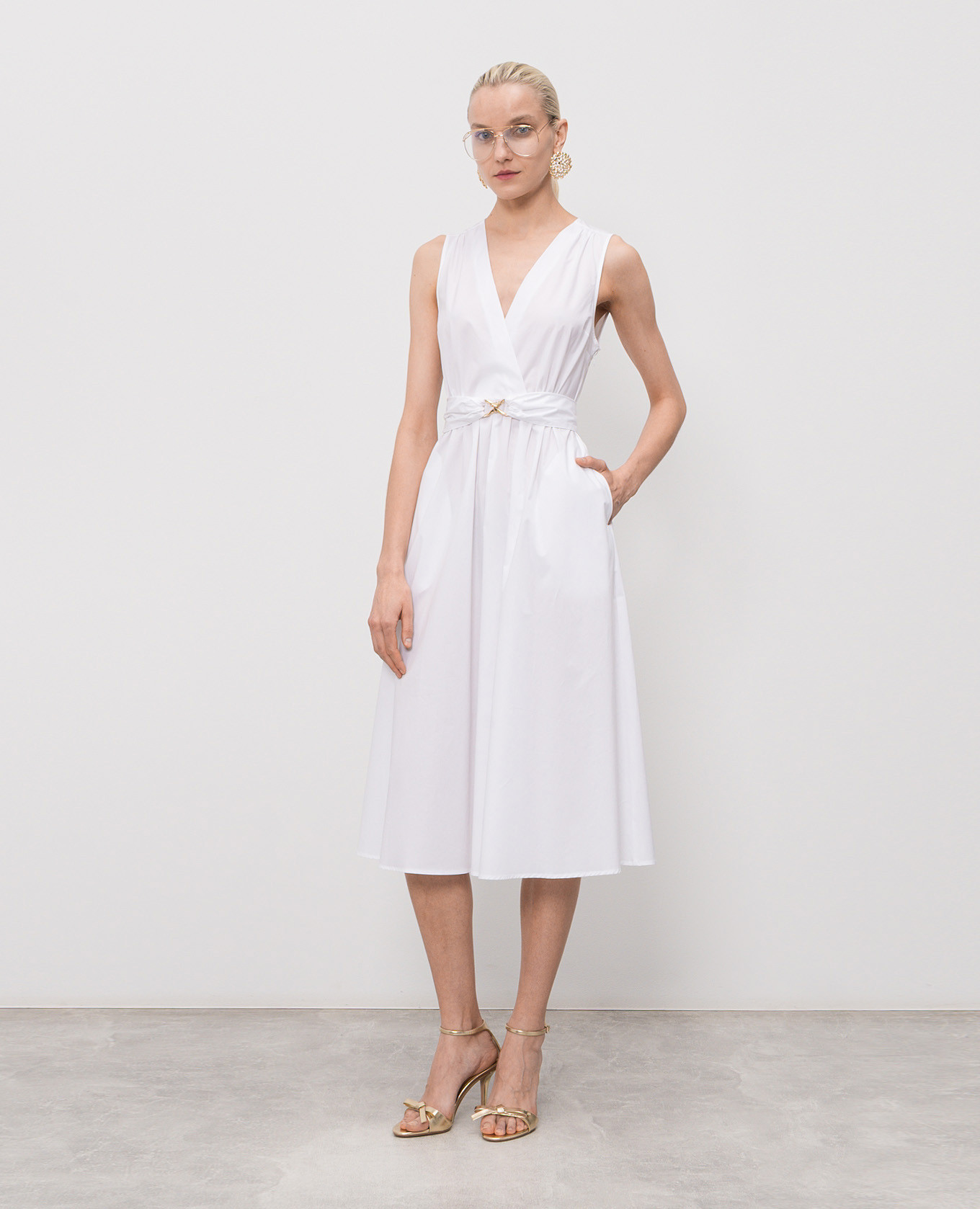 

White dress with metal logo Twinset