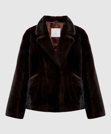 Dark brown mink fur coat