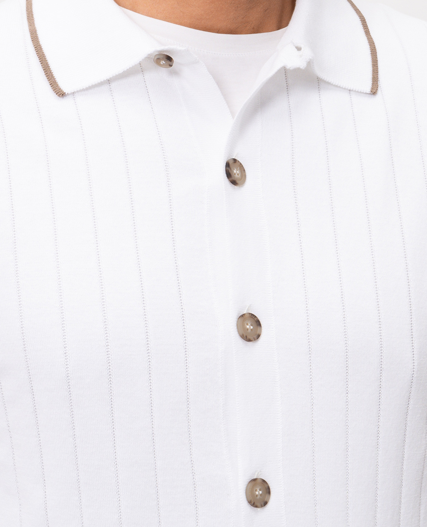 

White ribbed shirt with short sleeves Peserico