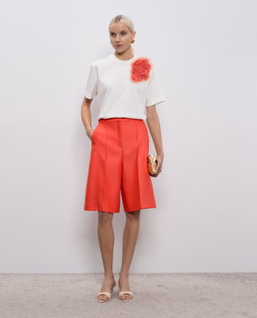 Agnona White T-shirt with floral applique TT1104LY2050