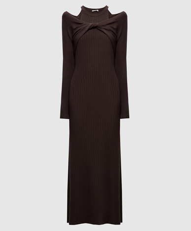 Ribbed dress with layering effect