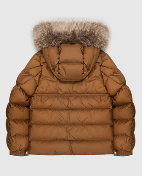 Moncler ENFANT Children's brown down jacket with logo patch L29541A0005353A5E